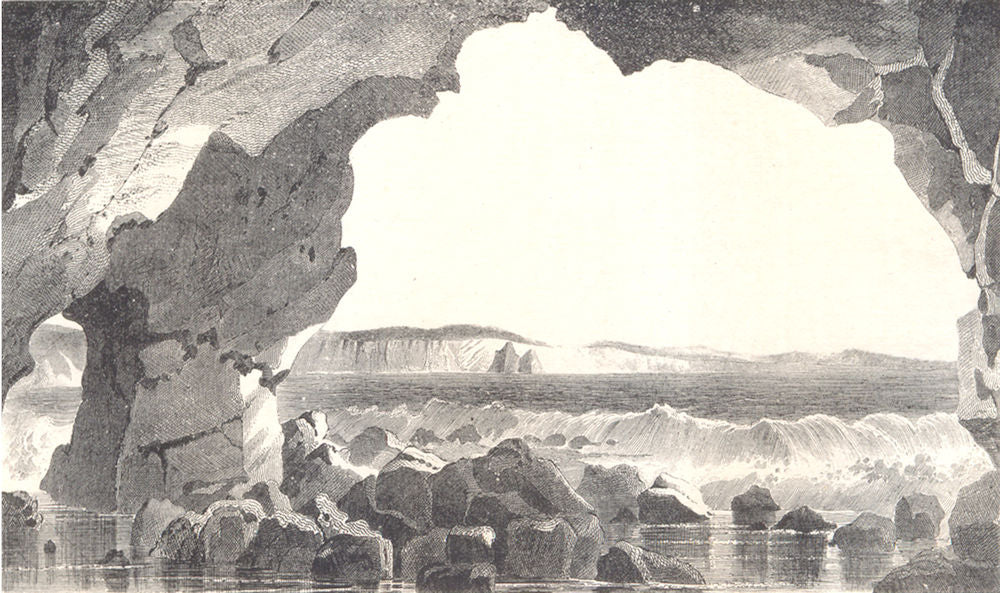 ISLE OF WIGHT. Freshwater Cave. Breakers 1864 old antique print picture